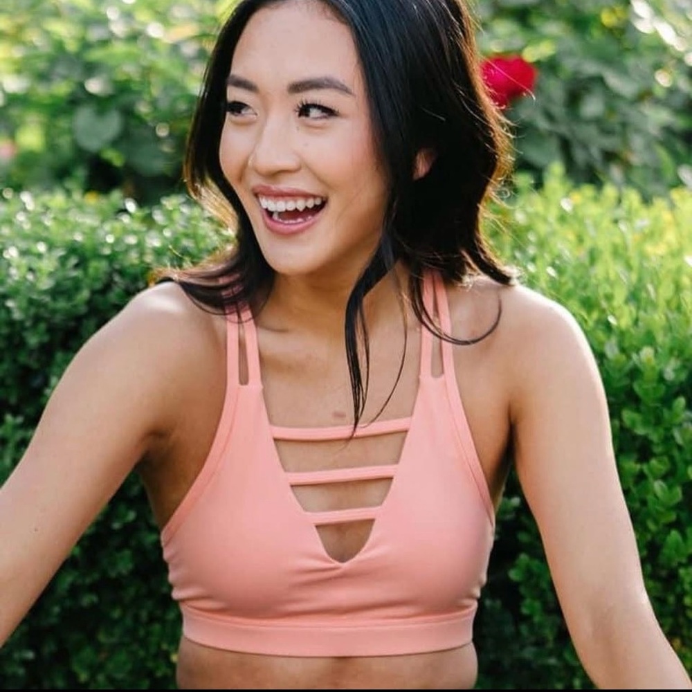NIB Zyia Peach Grid Bra sz L